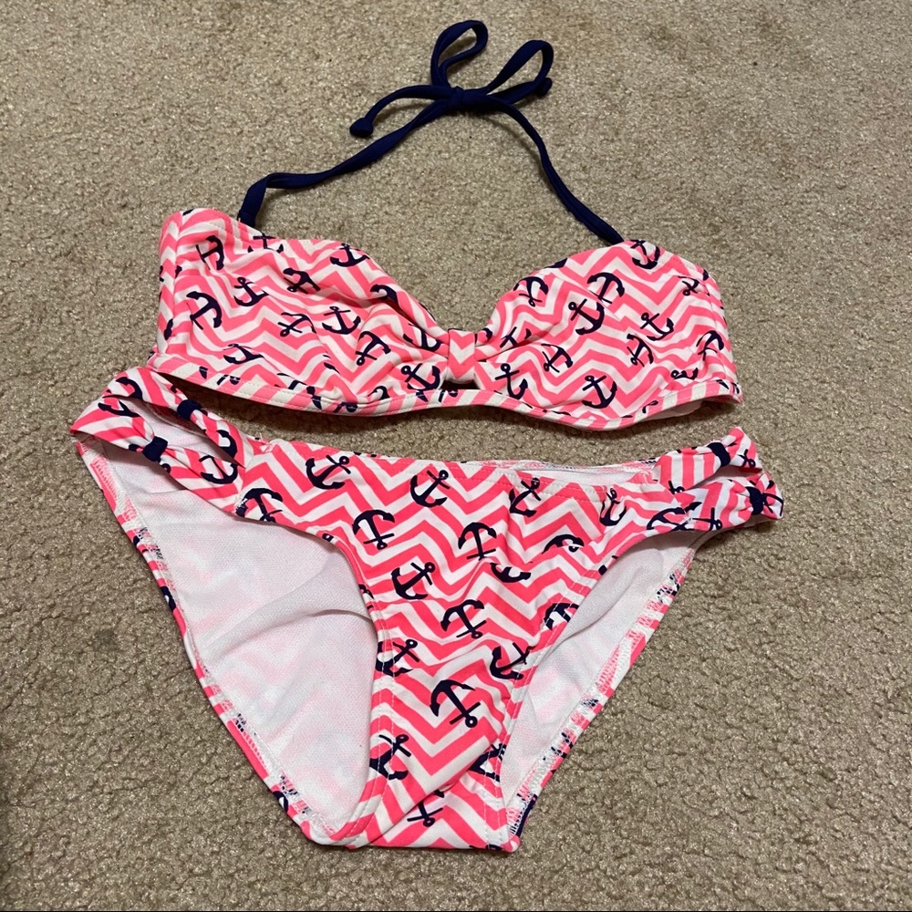 Neon pink anchor bikini